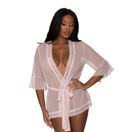Magic Silk Seabreeze Robe With Lace Trim Blush S/M-0