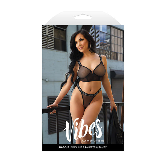 Fantasy Lingerie Vibes Baddie Longline Mesh Bralette & Panty L/XL-0